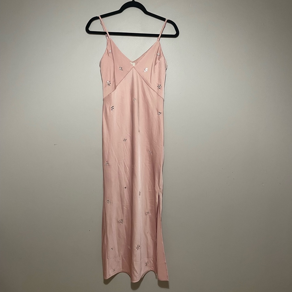 Satin Embellished Slip Maxi Dress